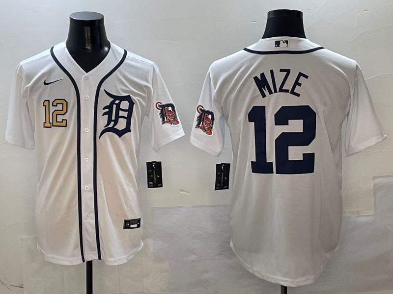 Men Detroit Tigers #12 Mize White Game 2025 Nike MLB Jersey style 4